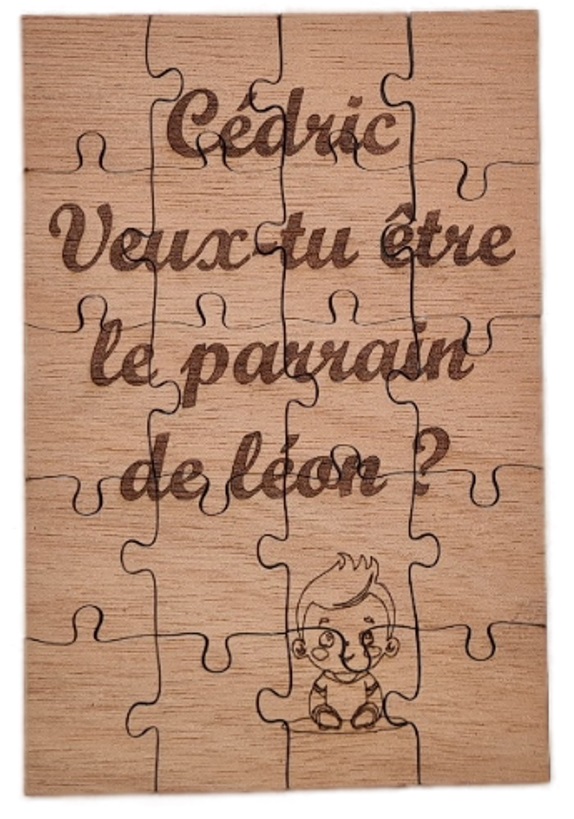 Puzzle bois - Annonce Parrain Garçon