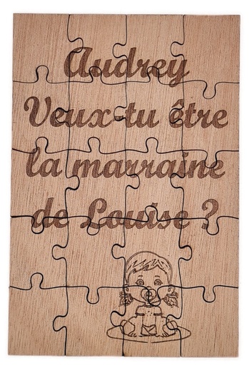 Puzzle en bois - Annonce Marraine Fille