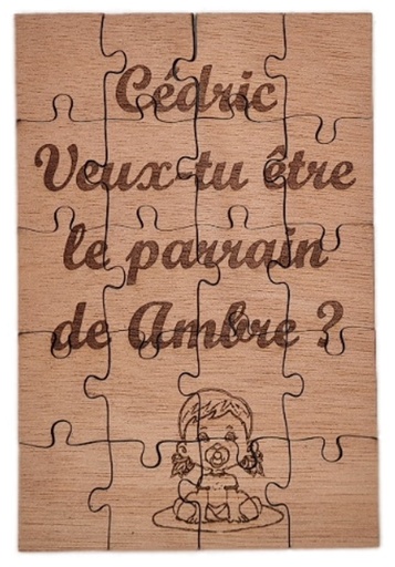 Puzzle en bois - Annonce parrain Fille