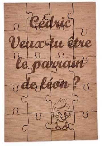 Puzzle bois - Annonce Parrain Garçon